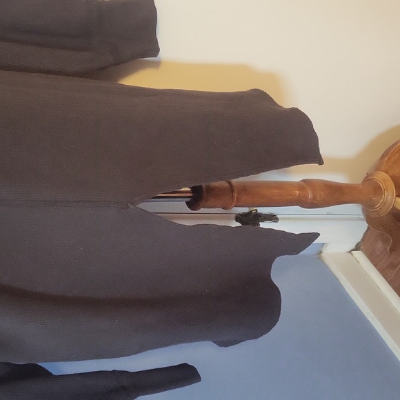 We The Free People Solid Black Waffle Knit Top Large Oversized A Line Swing - Picture 6 of 7